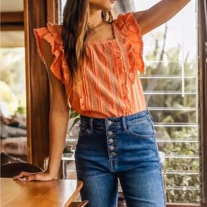 KYLEE LACE TOP IN ORANGE from Bohme